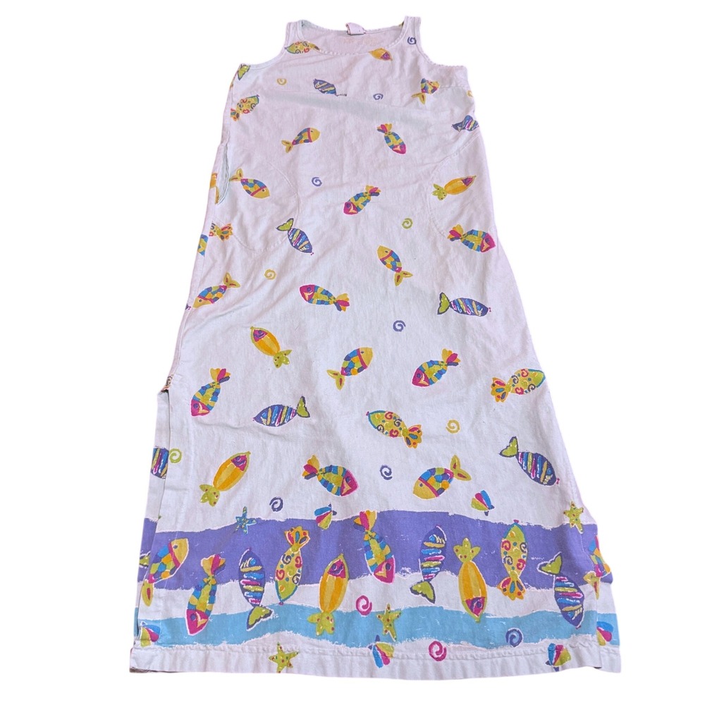 Cotton Connection Vintage Blue Cotton Fish T Shirt Dress Small USA